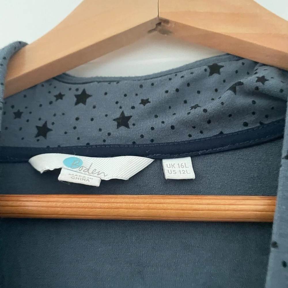 Boden Betty Star Print Jersey Tunic Dress 12 Long Blue